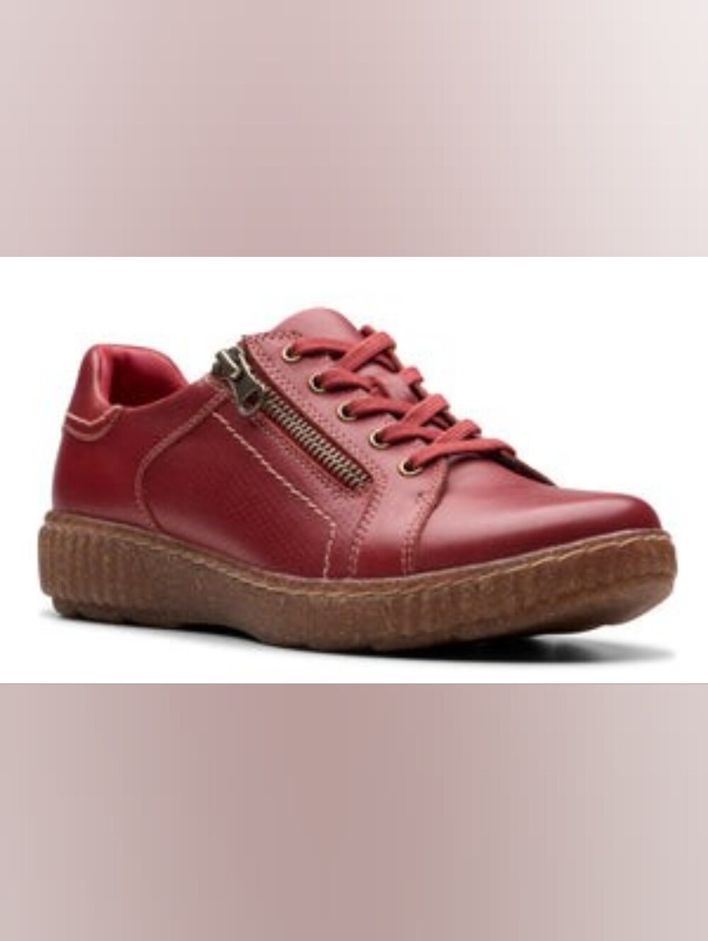 Clarks Caroline Janna Leather Sneakers In Box 7.5 Red